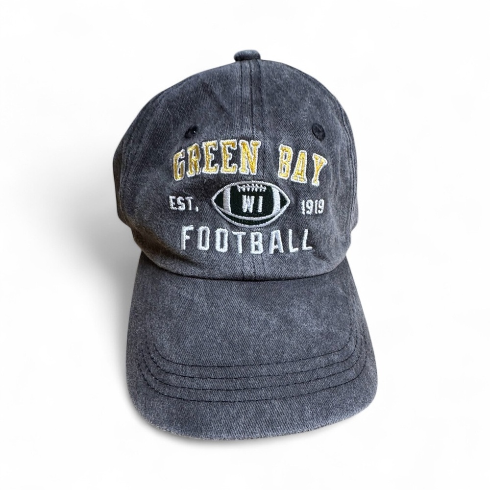 Green Bay Football Hat Cap Black Adjustable Baseball Cap Embroidered Fan Gear